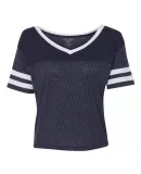 Blue 84 JMCV Mesh Burnout Cropped V-Neck Tee Jerse Navy