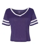 Blue 84 JMCV Mesh Burnout Cropped V-Neck Tee Jerse Purple