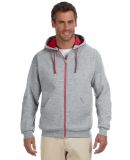 Jerzees 93CR NuBlend Colorblocked Full-Zip Hooded  Oxford/ True Red