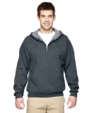 Jerzees 994MR NuBlend Quarter-Zip Hooded Sweatshir in Black heather