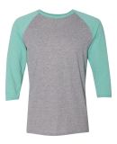Jerzees 601RR Dri-Power Active Triblend Baseball R in Oxford/ mint heather