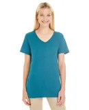 Jerzees 601WVR Women's Tri-Blend V-Neck Short Slee Mosaic Blue Heather