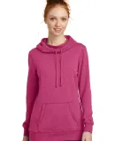 DM493 District Made Ladies Lightweight Fleece Hood Hthrd Pink Aza