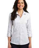 242 LW643 Port Authority Ladies 3/4-Sleeve Micro T in White/dark gry