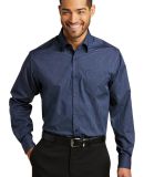 242 W643 Port Authority Micro Tattersall Easy Care in Navy/herit blu