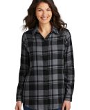 242 LW668 Port Authority Ladies Plaid Flannel Tuni in Grey/black