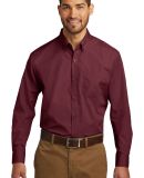 Port Authority W100  Long Sleeve Carefree Poplin S in Burgundy