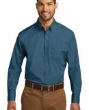 Port Authority W100  Long Sleeve Carefree Poplin S in Dusty blue