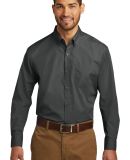 Port Authority W100  Long Sleeve Carefree Poplin S in Graphite