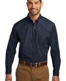 Port Authority W100  Long Sleeve Carefree Poplin S in River blue nvy