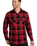 242 W668 Port Authority Plaid Flannel Shirt in Engine red/blk