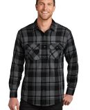 242 W668 Port Authority Plaid Flannel Shirt in Grey/black