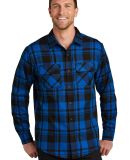 242 W668 Port Authority Plaid Flannel Shirt in Royal/black