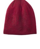 242 C935 Port Authority Rib Knit Slouch Beanie in Deep red/black