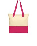 242 BG414 Port Authority Colorblock Cotton Tote in Nat/pink azal