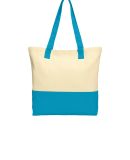 242 BG414 Port Authority Colorblock Cotton Tote in Nat/turquoise