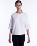 Ladies' Open Cross Back Drop Shoulder Sweatshirt in Tri white