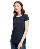 US Blanks US609 Women's Classic Ringer Tee in Navy/ white