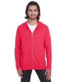 Anvil 6759 Triblend Hooded Full-Zip T-Shirt in Heather red