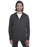 Anvil 6759 Triblend Hooded Full-Zip T-Shirt in Heather drk grey