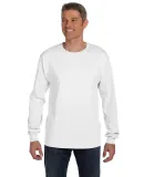 HANES 5596 Tagless Long Sleeve T-Shirt with a Pock White