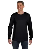 HANES 5596 Tagless Long Sleeve T-Shirt with a Pock Black