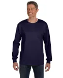 HANES 5596 Tagless Long Sleeve T-Shirt with a Pock Navy