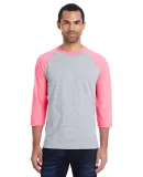 42BA X-Temp Three-Quarter Sleeve Baseball T-Shirt Light Steel/ Neon Pink