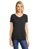 Hanes 42VT Women's V-Neck Triblend Tee with Fresh  Black Triblend