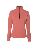 197 8433 Omega Stretch Terry Women's Quarter-Zip P in Hot coral triblend