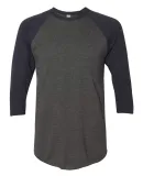 BB453W 50/50 Three-Quarter Sleeve Raglan T-shirt HTH BLK/ NAVY