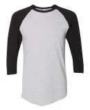 BB453W 50/50 Three-Quarter Sleeve Raglan T-shirt HTHR GREY/ BLACK