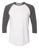 BB453W 50/50 Three-Quarter Sleeve Raglan T-shirt WHITE/ ASPHALT