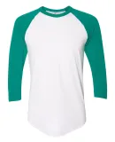 BB453W 50/50 Three-Quarter Sleeve Raglan T-shirt WHITE/ EVERGREEN