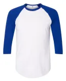 BB453W 50/50 Three-Quarter Sleeve Raglan T-shirt WHITE/ LAPIS