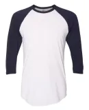 BB453W 50/50 Three-Quarter Sleeve Raglan T-shirt WHITE/ NAVY