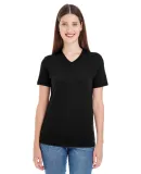 2356W Ladies' Fine Jersey Short Sleeve Classic V-N BLACK