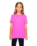 BB201W Youth Poly-Cotton Short-Sleeve Crewneck NEON HTHR PINK