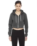 F397W Ladies' Cropped Flex Fleece Zip Hoodie DK HEATHER GREY