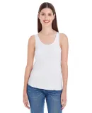 BB308W Ladies' Poly-Cotton Racerback Tank Top White