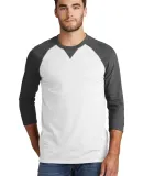 1001 NEA121 New Era  Sueded Cotton 3/4-Sleeve Base Black He/White