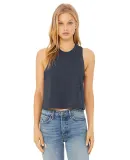 6682 Women's Racerback Cropped Tank Crop Top  in Heather navy