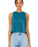 6682 Women's Racerback Cropped Tank Crop Top  in Hthr deep teal