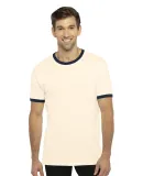 Next Level 3604 Unisex Fine Jersey Ringer Tee in Naturl/ mdnt nvy