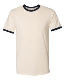 Next Level 3604 Unisex Fine Jersey Ringer Tee in Natural/midnight navy