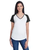 49 6770VL Ladies' Tri-Blend Raglan T-Shirt in White/ black