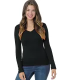 301 3415 Women's Long Sleeve Deep V-Neck Black