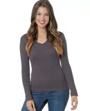 301 3415 Women's Long Sleeve Deep V-Neck Heather Charcoal