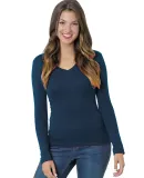 301 3415 Women's Long Sleeve Deep V-Neck Heather Navy