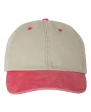 Mega Cap 7601 Pigment Dyed Cotton Twill Cap in Beige/ red